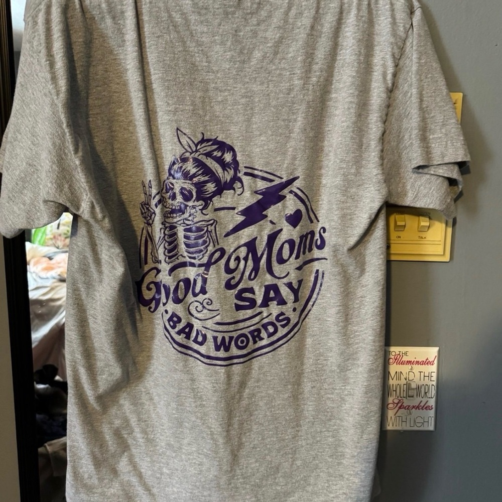Hanes Gray Short-Sleeve Tee with Purple Graphic